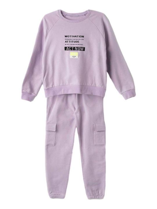 Kinder Sweatpants Set - Jogginganzug Lilac 2Stück Motivation