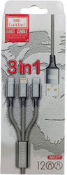 Earldom Imc017 USB to micro USB / Type-C / Lightning Cable 1m