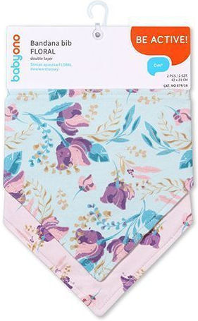 Babyono Μπαντάνα από 100% Βαμβάκι με Κουμπί Floral 2τμχ