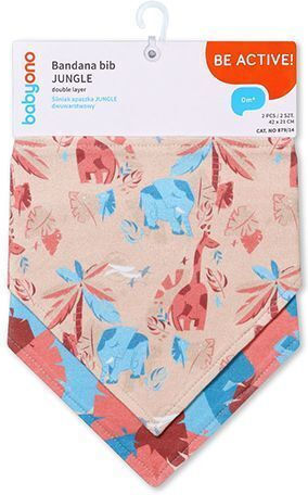 Babyono Jungle Bandana Baby Bibs 100% Cotton Grey for 0 m+ 2 Pieces