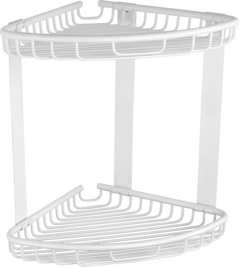 Karag Reti Corner Wall Mounted Bathroom Shelf Metallic 21x21x27cm White