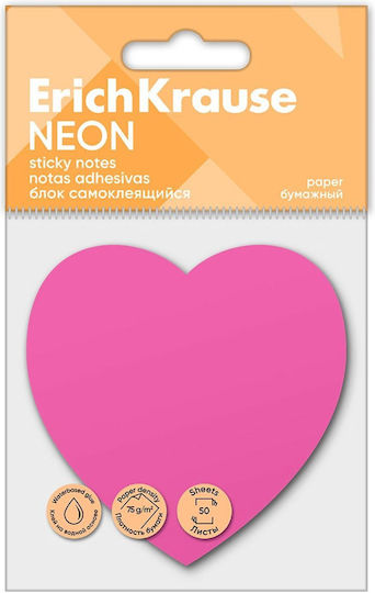 Αυτοκόλλητες Σημειώσεις Erichkrause Neon Heart 50φ Pink 61725