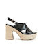 Women's Thick Heel Cross Strap Sandal Black