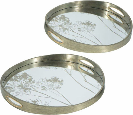 Artekko Plastic Round Decorative Tray with Mirror 45x45x4.7cm 2pcs