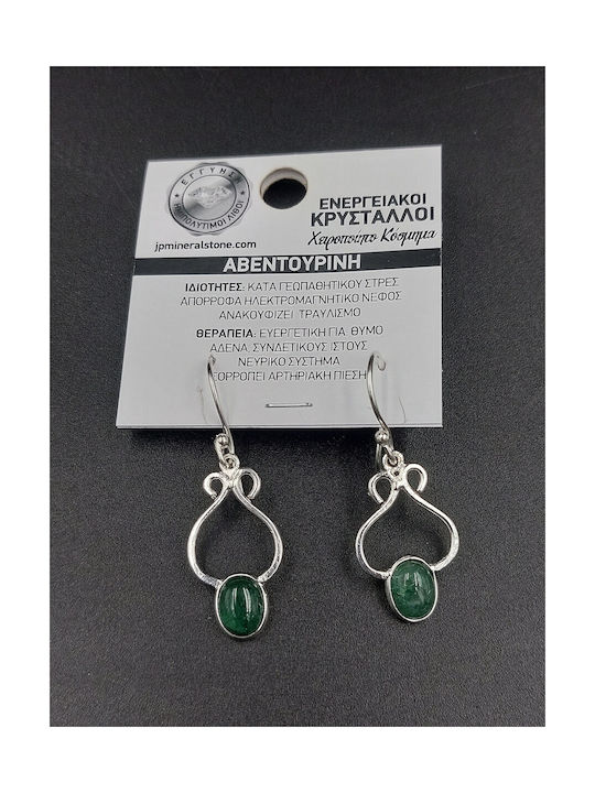 Earrings Silver Green Aventurine Crystal Palace