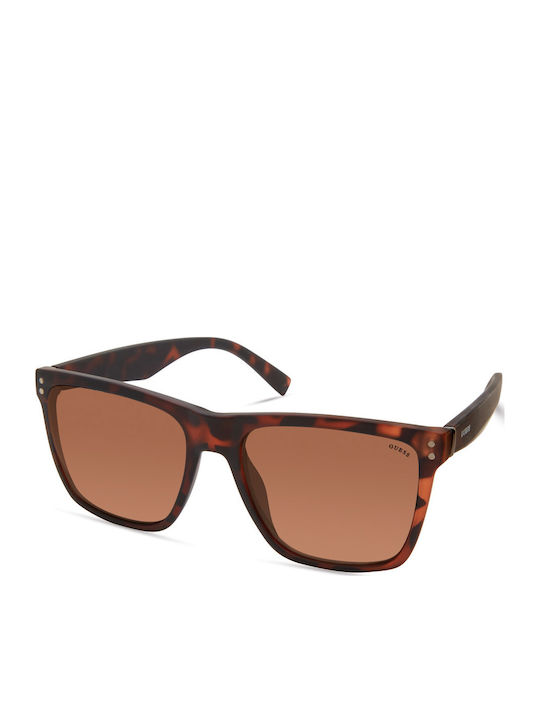 Guess Unisex Sunglasses With Brown Tartaruga Horn-Rimmed Frame And Brown Gradient Lens GF0235 52E
