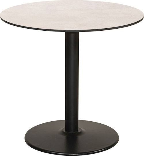 Outdoor Dinner Free Standing Table with Wood Surface and Metal Frame Beige 80x80x75cm