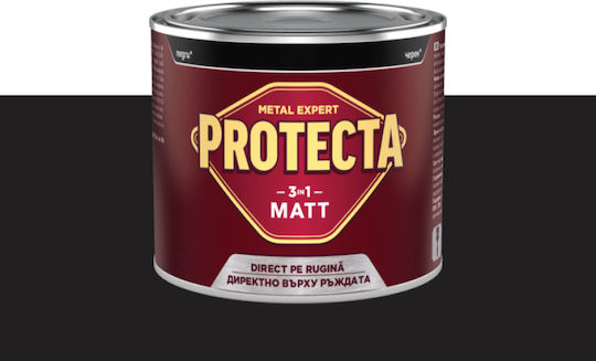 Protecta Χρώμα Αντιδιαβρωτικό 3in1 Matt 0.5lt Μαύρο Ματ