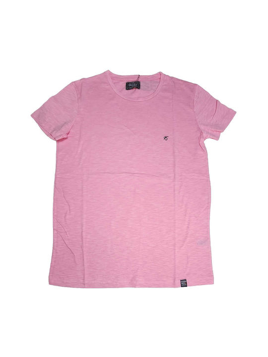 Paco & Co 9675 Men's Short Sleeve T-shirt Pink