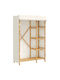 vidaXL Fabric Wardrobe with Zipper and Shelves in White Color 110x45x170cm