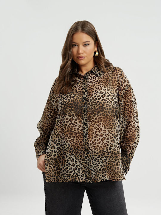 Mat Fashion Women's Long Sleeve Shirt Leopard Print