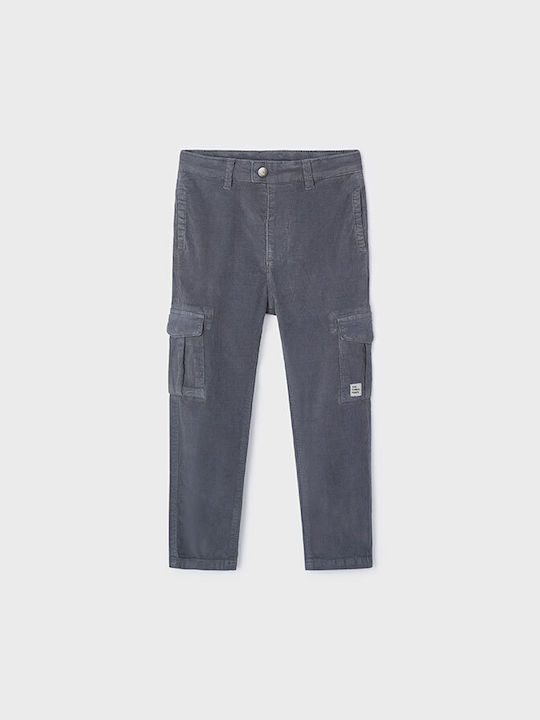 Mayoral Kids Corduroy Cargo Trousers Grey