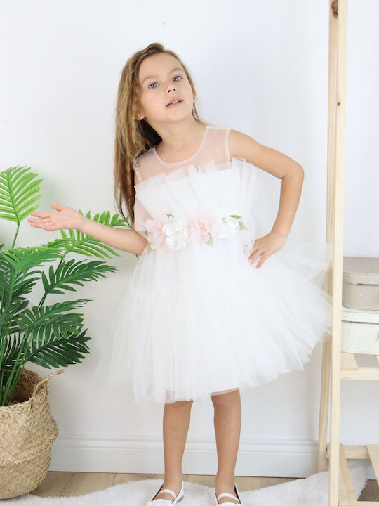 Weiß Taufkleid aus Tüll