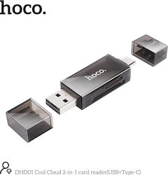 Hoco Dhd01 Card Reader 2 In 1 Type-c + Usb Black Hoco Dhd01 Card Reader 2 In 1 Type-c + Usb Black