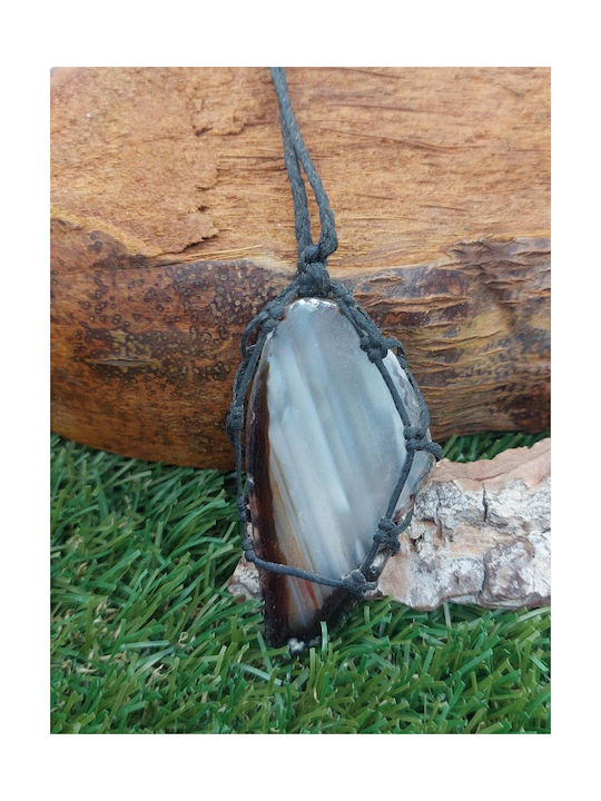 Macrame Necklace White Agate Piece