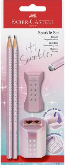 Faber-Castell Sparkle Pencil B Set with Eraser Pink 4pcs