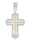 Xryseio Damen Weißgold Kreuz 14K Beidseitig