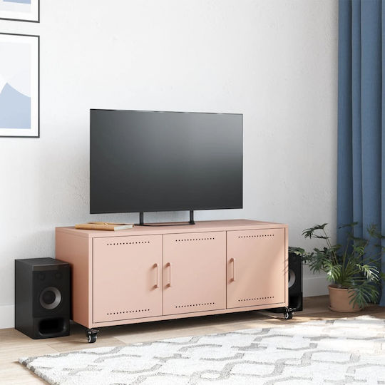 Metal TV Stand with Wheels Pink M100.5xD39xH43.5cm