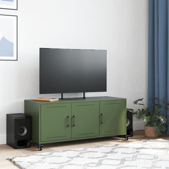 Metal TV Stand with Wheels Olive Green M100.5xD39xH43.5cm