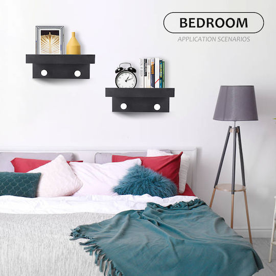 Shelf Wall 23x12x8cm Black Velvet-Black Metal Shelf Wall 23x12x8cm Black Velvet-Black Metal