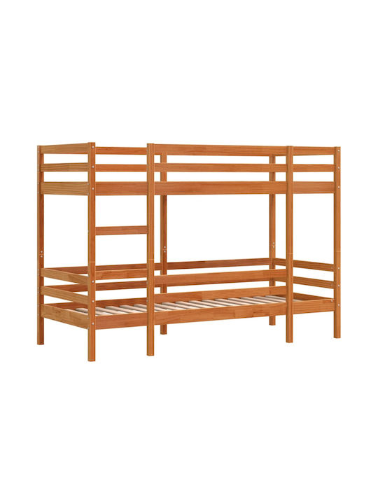 Kids Bed Bunk Single Brown for Mattress 80x200cm