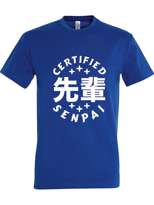 Kids' T-shirt Royal Blue Certified Senpai Anime...