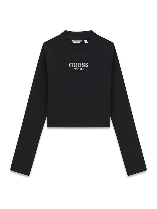 Παιδικό Crop Top Μακρυμάνικο Μαύρο