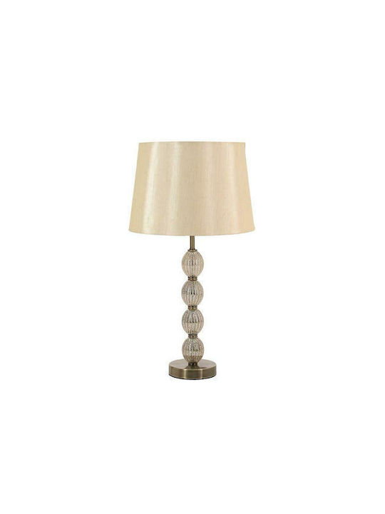 Inart Metal Vintage Table Lamp with Beige Shade and Base