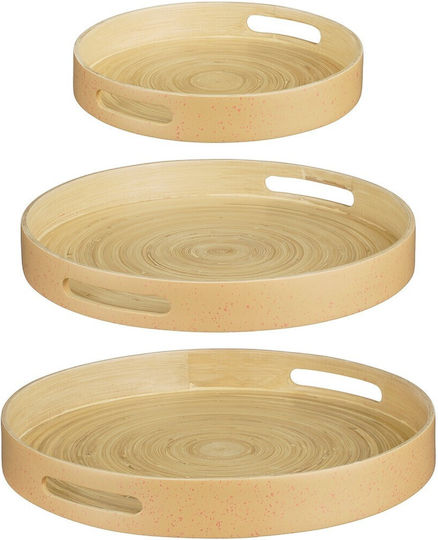 MSA Bamboo Rund Serviertablett aus Bambus mit Griffen in Beige Farbe 20-28-376 3Stück MSA Bamboo Rund Serviertablett aus Bambus mit Griffen in Beige Farbe 20-28-376 3Stück