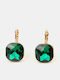 Rock Club Dangle Earrings with Green Stones