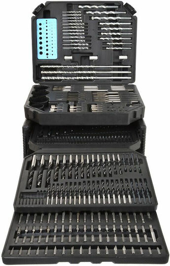 Set 300 Geko G38114 Accessories Bits Tubular Wrenches Punches Plugs Drills Wood Metal Concrete Drills