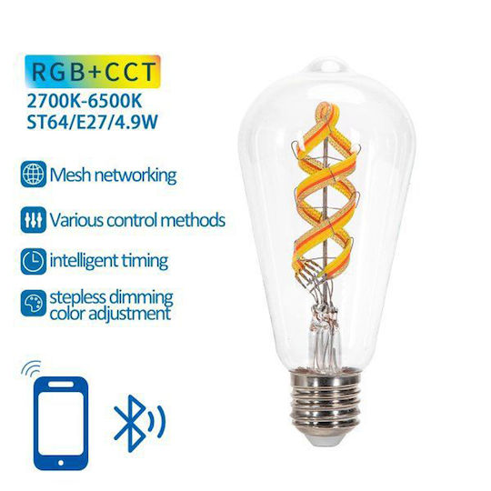 Aigostar Smart Λάμπα LED 4.9W για Ντουί E27 και Σχήμα ST64 RGBW