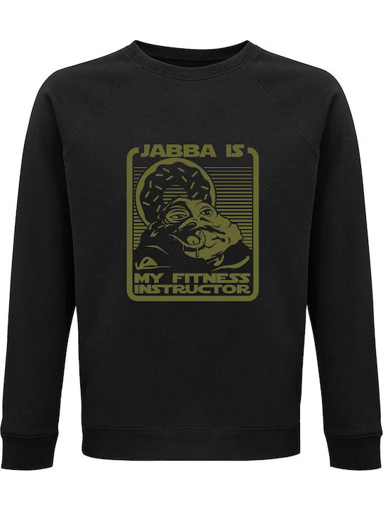 Sweatshirt Unisex Bio "Starwars Jabba Hut ist mein Fitnesstrainer" Schwarz