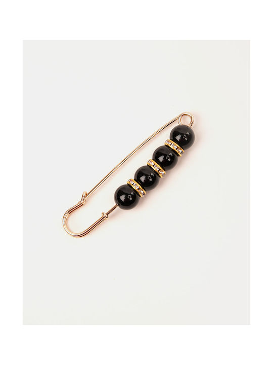 Pearls & Strass Black Pin