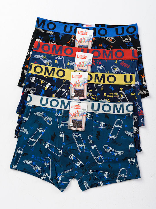 Uomo Σετ Παιδικά Μποξεράκια Multicolor 4τμχ