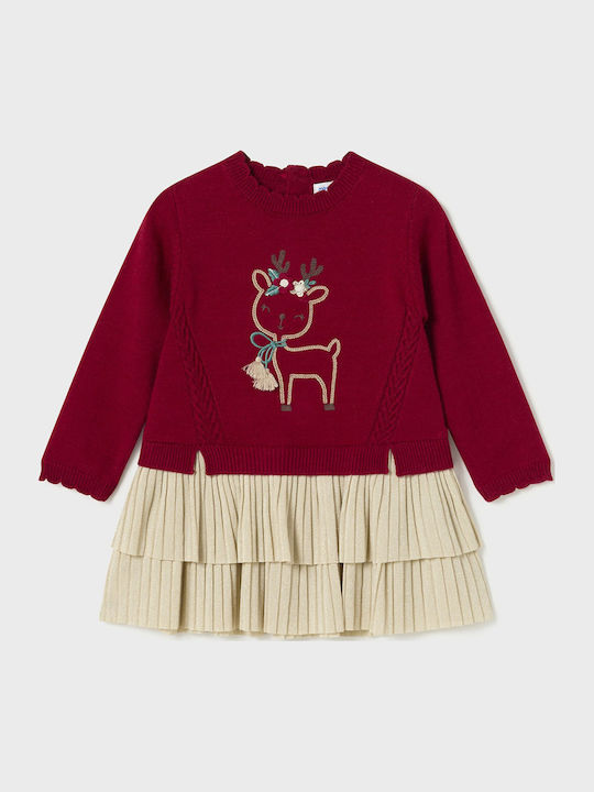 Children's Dress Long Sleeve Knitted Cherry