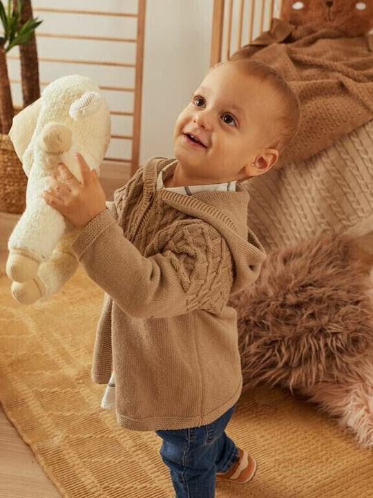 Kids Cardigan Knitted with Hood Beige