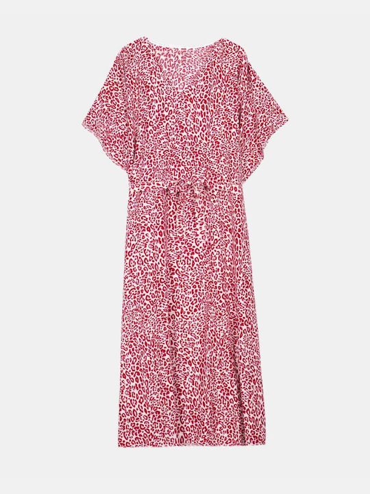 Damen Maxikleid mit Gürtel in Pink