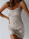 Backless Sequin Dress Beige Beige