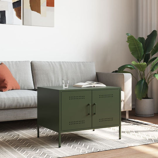 Masă Laterală Rectangulară Metalică Verde L68xL50xÎ50.5cm