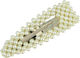 Metal Hair Clip White Pearls White