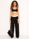 Women's Casual Pleated Trousers Black Black