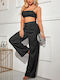 Set Top Trousers Glitter Effect Black