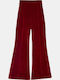 Velvet Flare Trousers Red