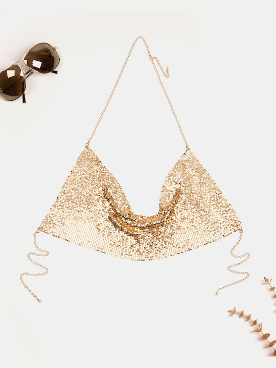 Crop Top Metallic Strick Gold