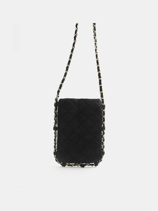 Quilted Crossbody Bag with Chain, Black