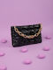 Black Shoulder Bag with Gold Chain