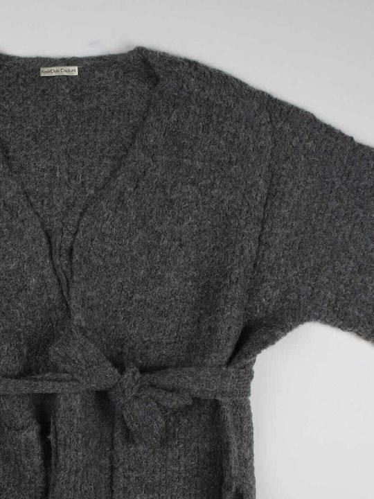 Gestrickter Cardigan mit Taschen Grau