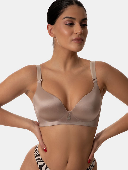 Push-Up-BH Tiefer Ausschnitt Cup D Beige Beige