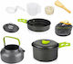 Set complet de gătit în camping Zola, 11 piese, carcasă de depozitare din aluminiu și plastic, negru